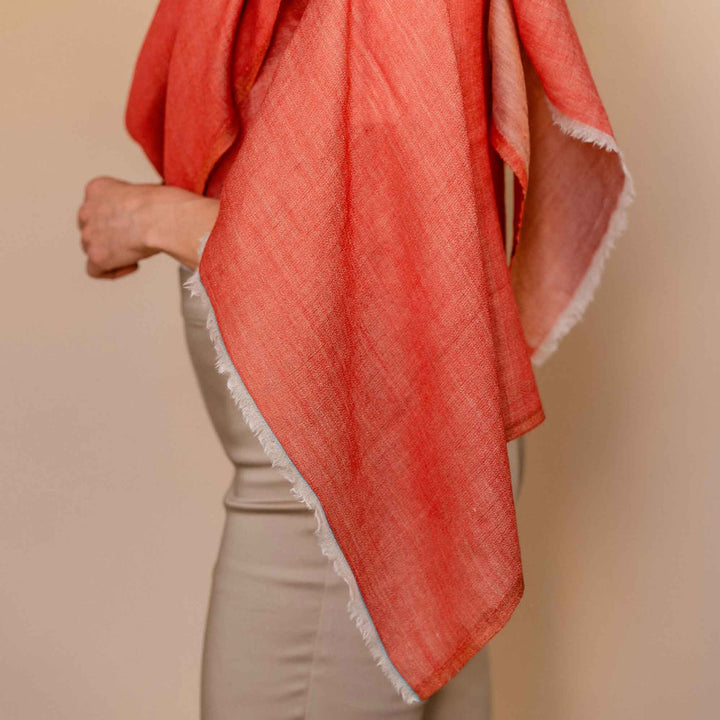 Embrace Beloved Gold Red Pure Wool Shawl Wrap - Best Meditation Wraps in USA for Embrace Journey Within