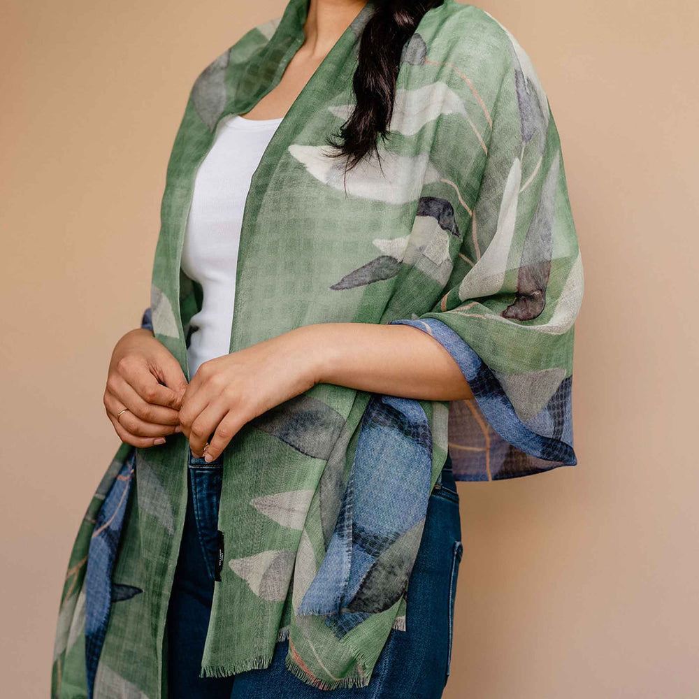 Embrace Lively Green Pure Wool Shawl Scarf - Best Scarves in USA for Embrace Journey Within