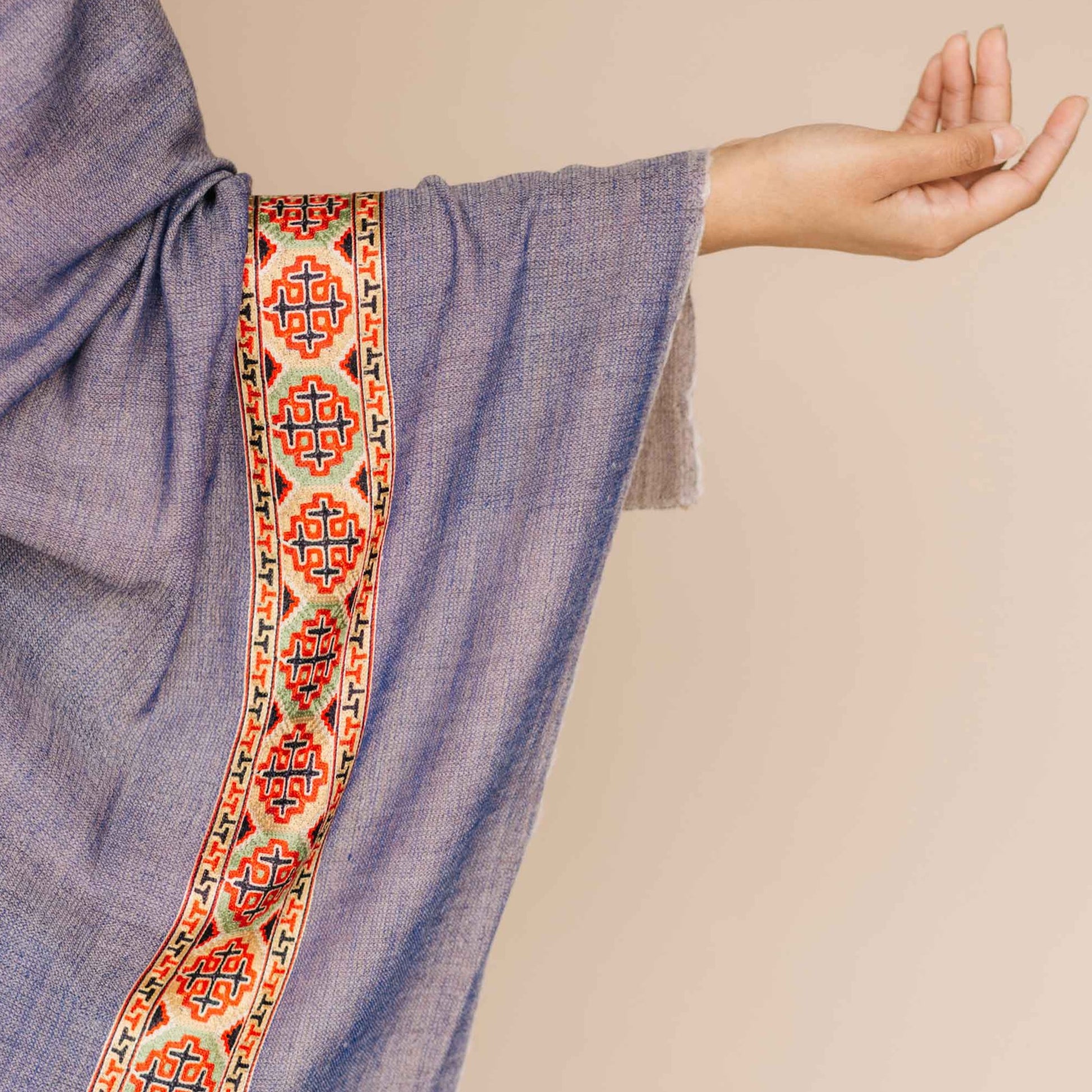 Embrace Purple Pure Wool Bordered Best Shawl Wrap