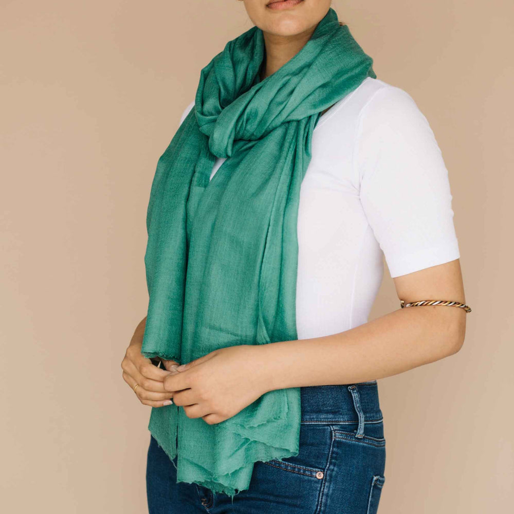 Embrace Clarifying Sea Green Pure Wool Shawl Wrap - Best Meditation Wraps in USA for Embrace Journey Within