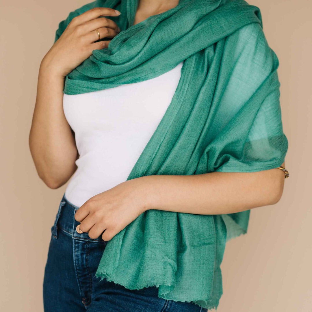 Embrace Clarifying Sea Green Pure Wool Shawl Wrap - Best Meditation Wraps in USA for Embrace Journey Within