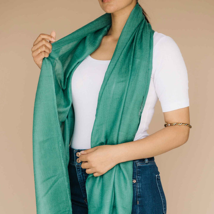 Embrace Clarifying Sea Green Pure Wool Shawl Wrap - Best Meditation Wraps in USA for Embrace Journey Within