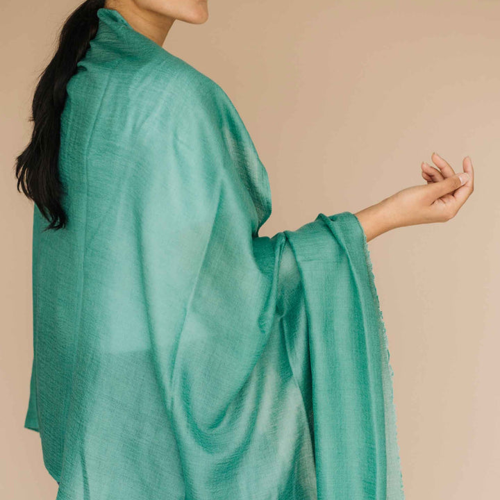 Embrace Clarifying Sea Green Pure Wool Shawl Wrap - Best Meditation Wraps in USA for Embrace Journey Within