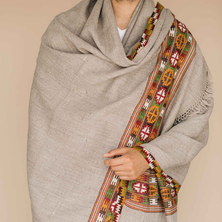 Embrace Contented Gray Pure Wool Shawl Wrap - Best Meditation Wrap in USA for Embrace Journey Within