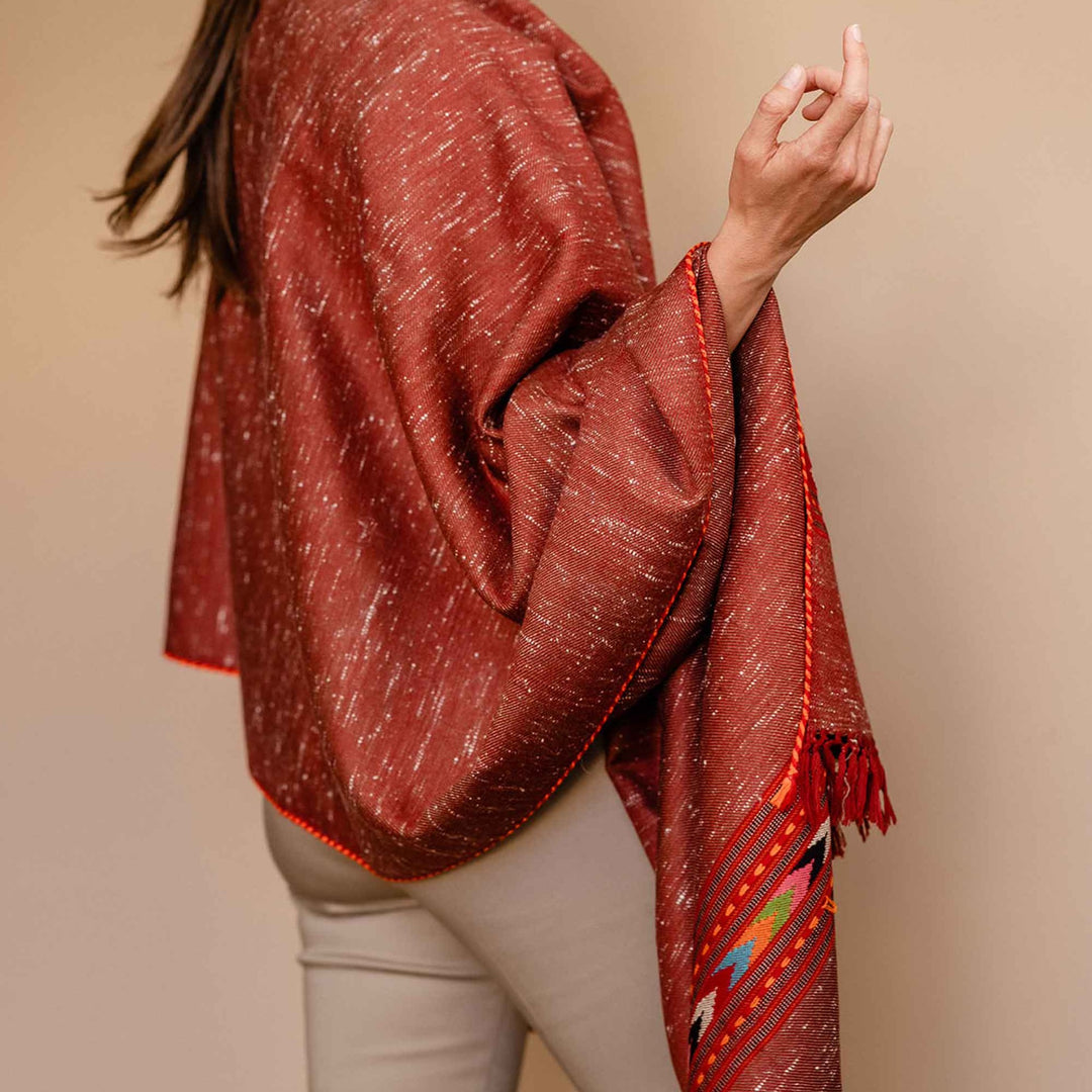 Embrace Beatific Rust Pure Wool Shawl Wrap - Best Meditation Wraps in USA for Embrace Journey Within